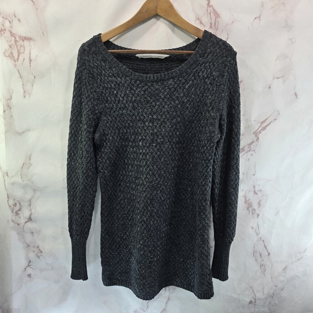 Athleta Sweater Womens Medium Gray Cypress Basketweave Wool Blend Tunic